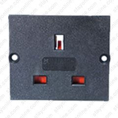 AC Female Power Wall Socket United Kingdom BS1363 13 Amp 250 Volt Black Panel Mount