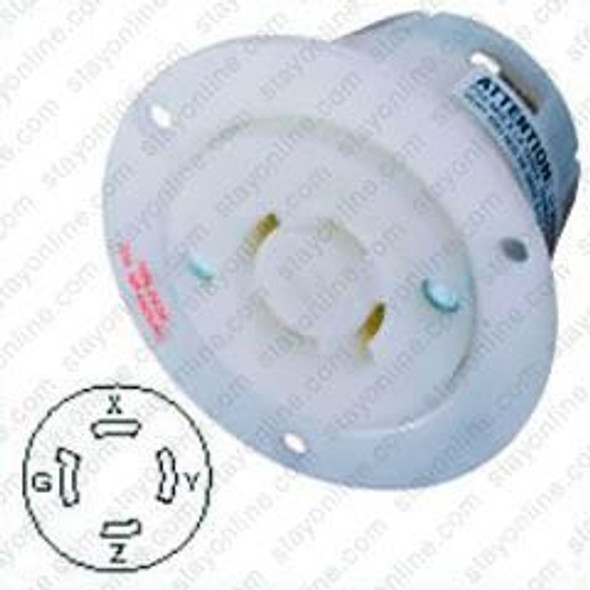 HUBBELL HBL2436 AC Flanged Outlet NEMA L16-20 Female White