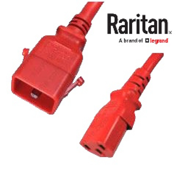 Raritan SecureLock SLC20C13-3FTK1-6PK IEC320 C20 Male Plug to C13 Connector .9 meters / 3 feet 15A/250V 14/3 SJT Red- 6 Pack Locking Power Cords