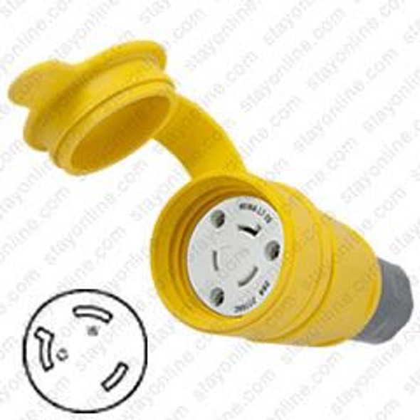 HUBBELL HBL27W49 AC Connector NEMA L7-20 Female Yellow Watertight