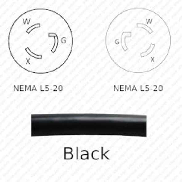 NEMA L5-20 Male Plug to L5-20 Connector 27.5 meters / 90 feet 18A/125V 12/3 SJT Black - Power Extension Cord