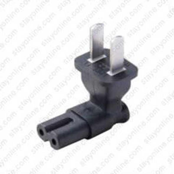 China GB1002 Male Plug to IEC320 C7 Connector Angled Up/Down - Block Plug Adapter