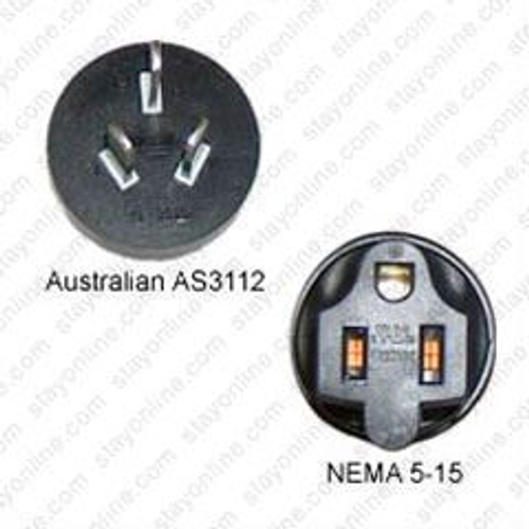 Australia AS3112 Male Plug to NEMA 5-15 Connector - Block Plug Adapter