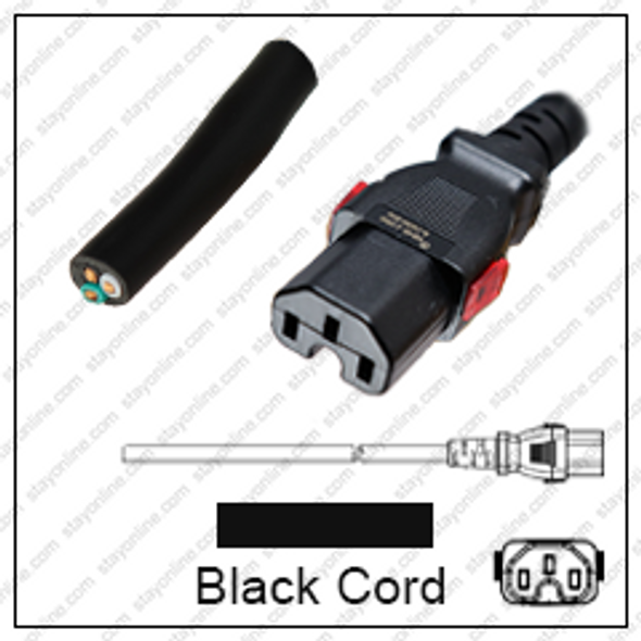 Cord Blunt/C15 WS-Lock Black 4.5m/15' 15A/250V 14/3 SJT