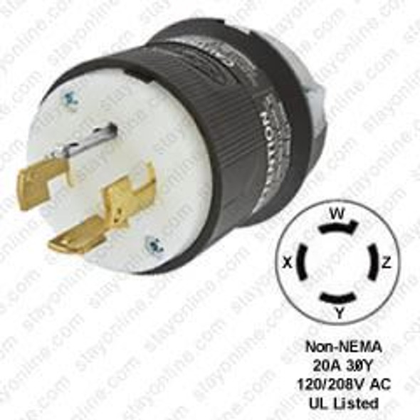 HUBBELL HBL7411C AC Plug Non-NEMA 20a 4wire 120/208v