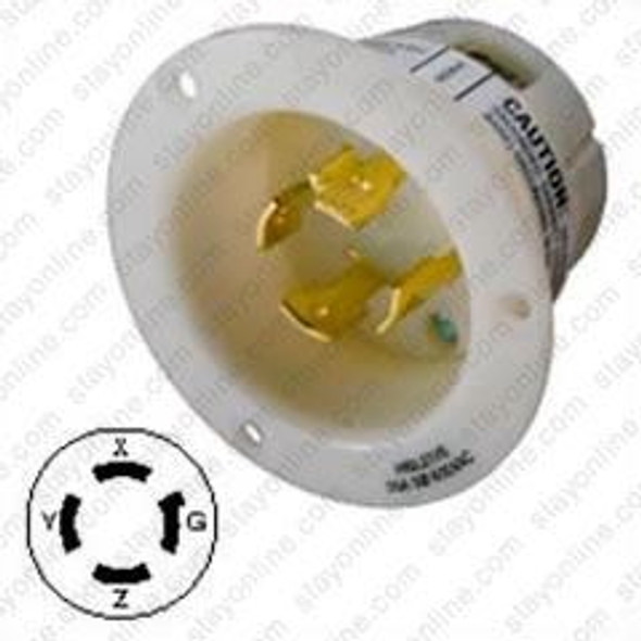 HUBBELL HBL2745 AC Flanged Inlet NEMA L17-30 Male White