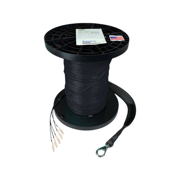 8 Strand Indoor Plenum Rated Ultra Thin Micro Armored Singlemode Custom Pre-Terminated Fiber Optic Cable Assembly with Corning® Glass - Made in the USA by QuickTreX® | American Cable Assemblies