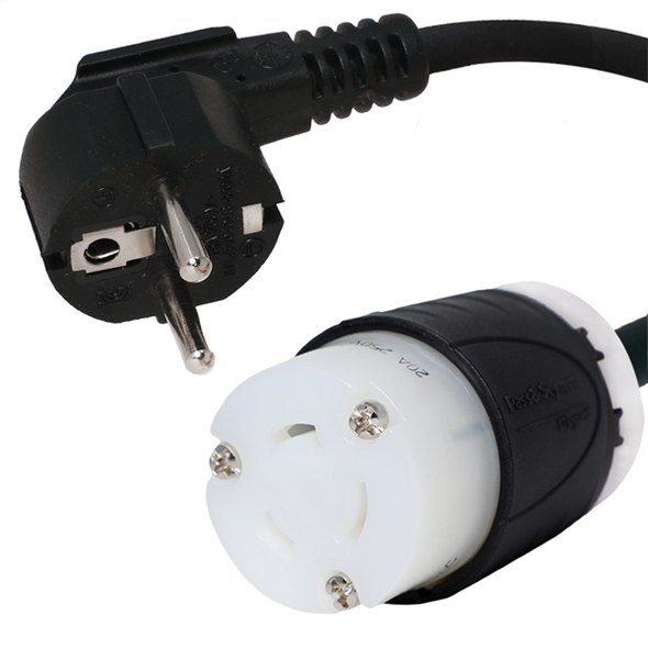 Iron Box IBX-2619 Schuko to L6-20R Plug Adapter Power Cord | American Cable Assemblies