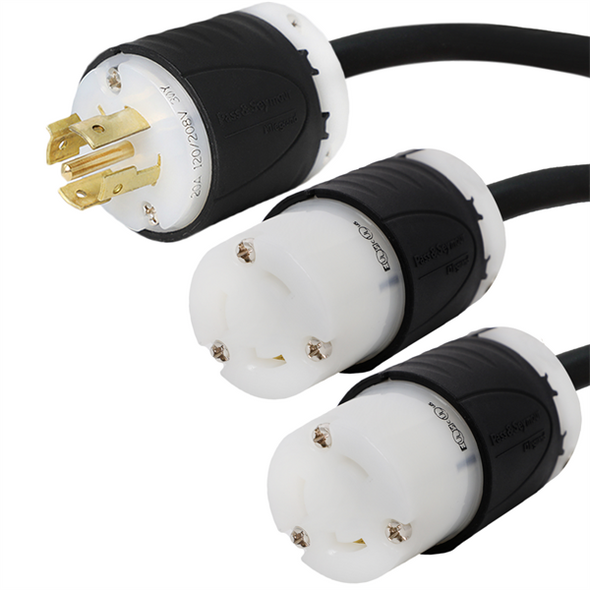 Iron Box IBX-2118-10 L21-20P to 2x L6-30R Splitter Power Cords | American Cable Assemblies