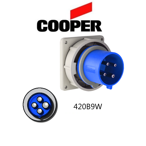 Iron Box AH420B9W Cooper 420B9W Inlet   20A, 250V 3-Pole / 4-Wire, IEC60309 | American Cable Assemblies