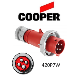 Iron Box AH420P7W Cooper 420P7W Plug   20A, 480V 3-Pole / 4-Wire, IEC60309 | American Cable Assemblies