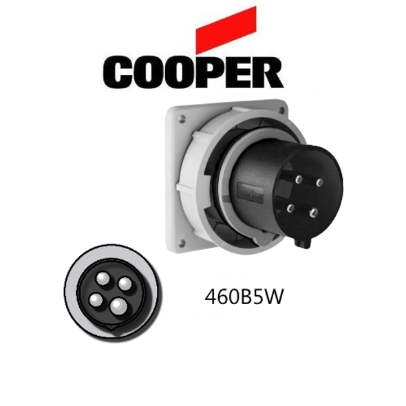 Iron Box AH460B5W Cooper 460B5W Inlet   60A, 600V 3-Pole / 4-Wire, IEC60309 | American Cable Assemblies