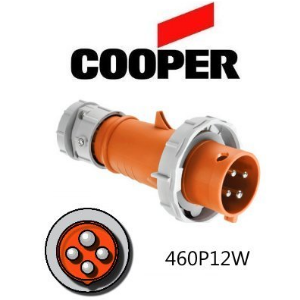 Iron Box AH460P12W Cooper 460P12W Plug   60A, 125V or 250V 3-Pole / 4-Wire, IEC60309 | American Cable Assemblies