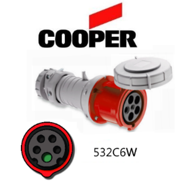 Iron Box AH532C6W Cooper 532C6W Connector   32A, 220-380V 4-Pole / 5-Wire, IEC60309 | American Cable Assemblies