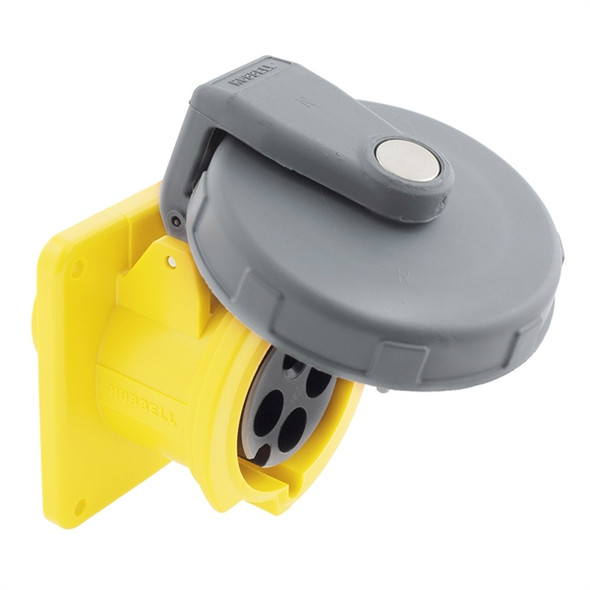 Iron Box HBL3100R4W Hubbell HBL3100R4W Pin and Sleeve Flanged Receptacle Rated for 100A/125V 3-Wire | American Cable Assemblies