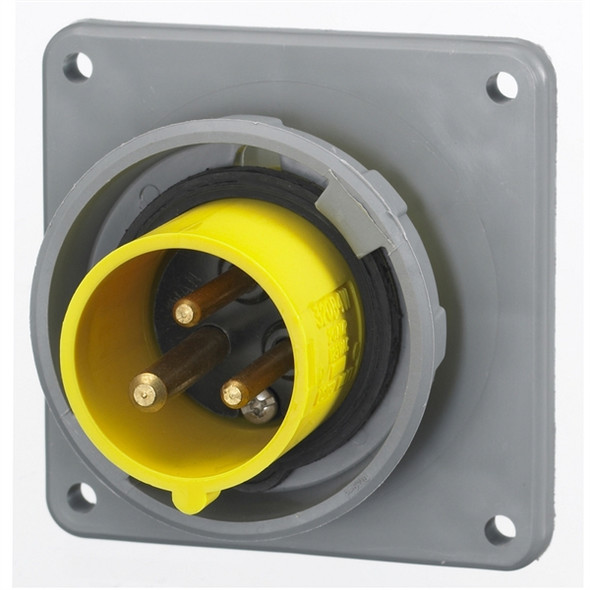 Iron Box HBL320B4W Hubbell HBL320B4W Pin and Sleeve Flanged Inlet Rated for 20A/125V | American Cable Assemblies