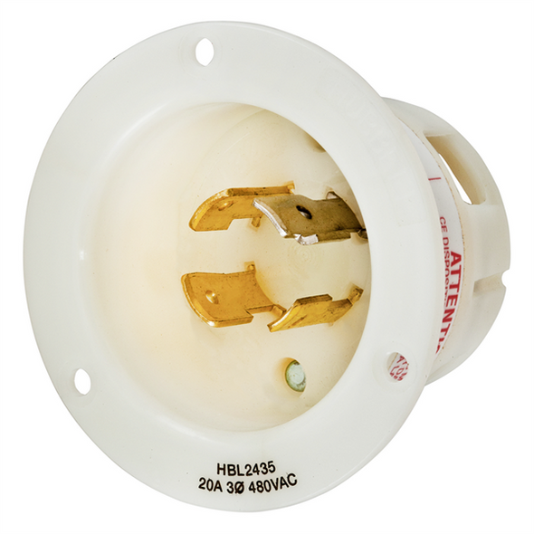 Iron Box HBL2465 Hubbell L20-20P Twist-Lock® Flanged Inlet Rated for 20A/3ØY 347/600V | American Cable Assemblies