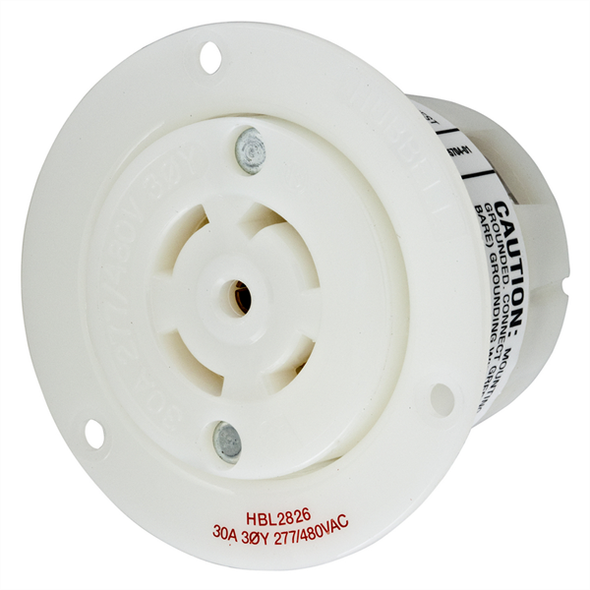 Iron Box HBL2826 Hubbell L22-30R Twist-Lock® Flanged Outlet Rated for 30A/3ØY 277/480V | American Cable Assemblies