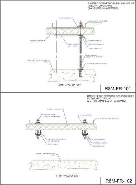 Moreng Telecom R8M-FR-101 Raised Floor Network Bay Anchor Kit | American Cable Assemblies