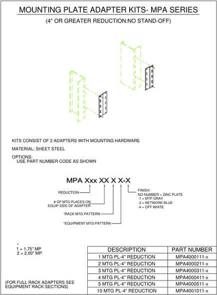 Moreng Telecom MPA4001011-3 10 Mtg Plcs    -   W/  4"   Reduction | American Cable Assemblies