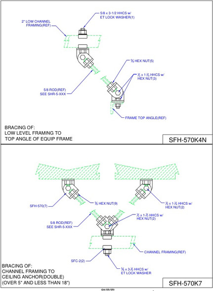 Moreng Telecom SFH-570K7 Hanger Rod Bracing Bracket Kit | American Cable Assemblies