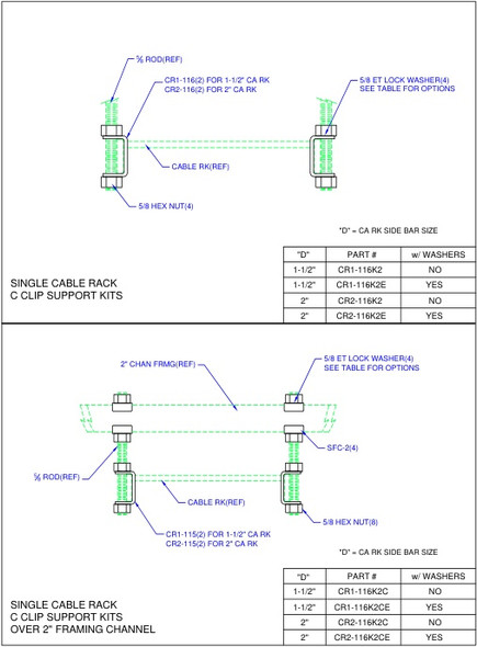 Moreng Telecom CR1-116K2 "C" Clip  -  Hanger Bracket Kit | American Cable Assemblies