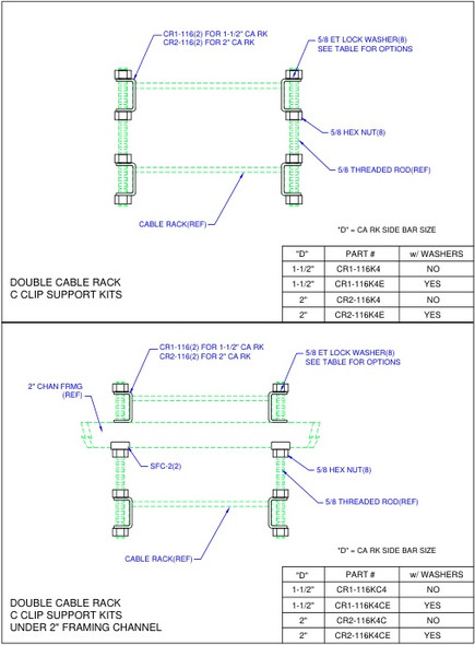 Moreng Telecom CR1-116K4 "C" Clip  -  Hanger Bracket Kit | American Cable Assemblies