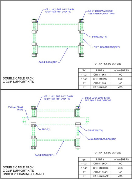 Moreng Telecom CR1-116K4C "C" Clip  -  Hanger Bracket Kit | American Cable Assemblies