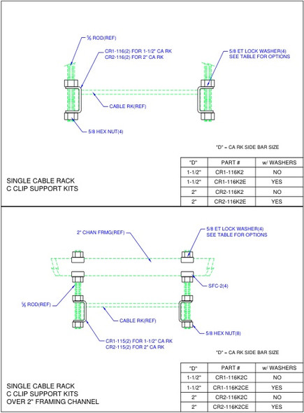 Moreng Telecom CR2-116K2C "C" Clip  -  Hanger Bracket Kit | American Cable Assemblies