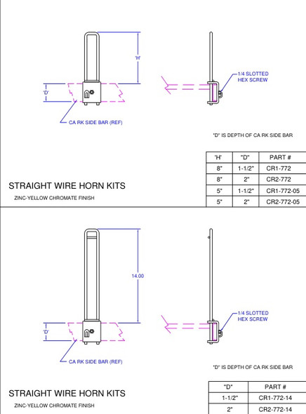 Moreng Telecom CR2-772-05 Wire Horn Kit - 2.0" X 5" - Straight | American Cable Assemblies