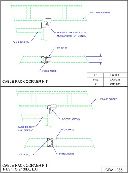 Moreng Telecom CR2-235 Corner Clamp - 2" Ca Rk | American Cable Assemblies