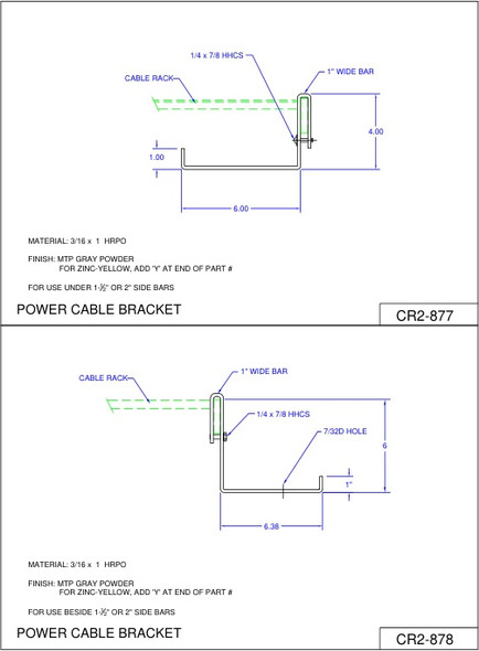 Moreng Telecom CR2-877-9 Power Cable Bracket Under Cable Rack | American Cable Assemblies