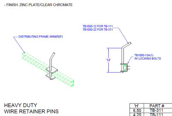 Moreng Telecom TB-311 Heavy Duty Wire Retainer Pin Kit | American Cable Assemblies