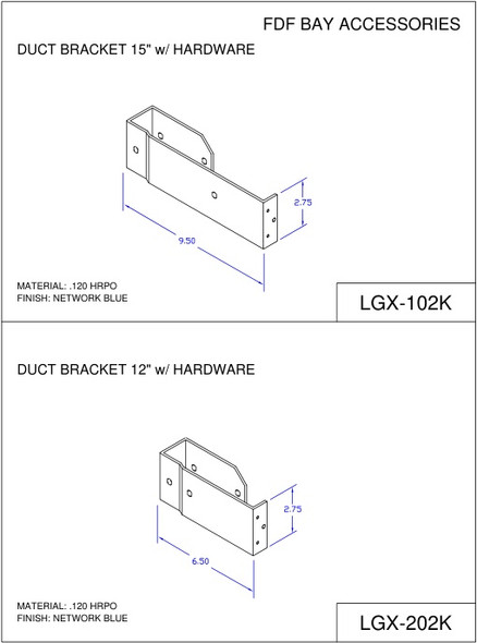 Moreng Telecom LGX-102K Duct Bracket 15" W/ Hardware | American Cable Assemblies