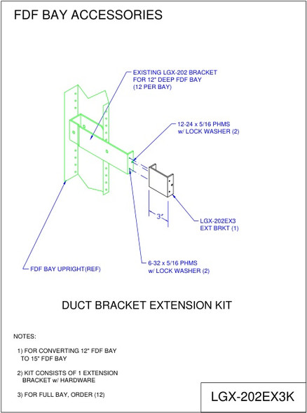 Moreng Telecom LGX-202EX3KS Bracket Extension Kit Set 3" (12) | American Cable Assemblies