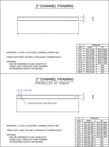 Moreng Telecom SFC-2-048 2" Chan Framing  X   4  Ft | American Cable Assemblies