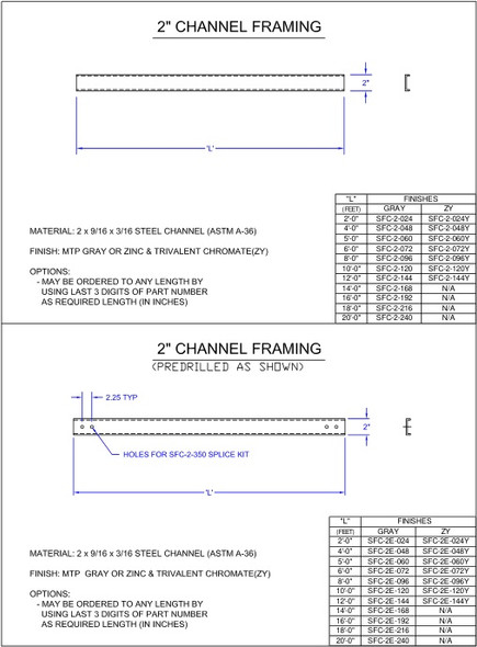 Moreng Telecom SFC-2-048Y 2" Chan Framing  X   4  Ft | American Cable Assemblies