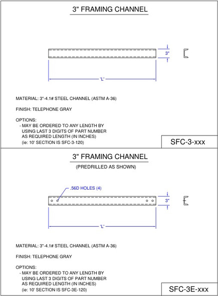 Moreng Telecom SFC-3-120 Frmg Chan  3 X 10' | American Cable Assemblies