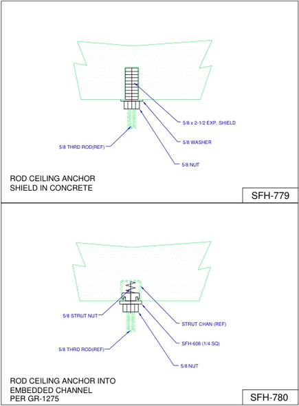 Moreng Telecom SFH-780 5/8" Ceiling Anchor Kit (W/ Chnl) | American Cable Assemblies