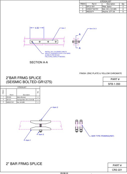 Moreng Telecom CR2-221_ 2" Framing Bar Splice | American Cable Assemblies