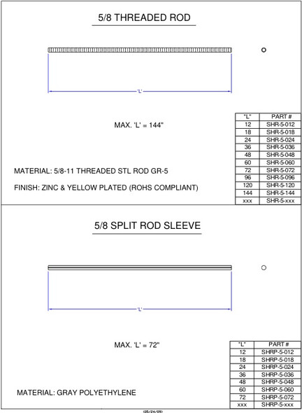 Moreng Telecom SHR-5-060 Thrd Rod   -    5/8 - 11 | American Cable Assemblies