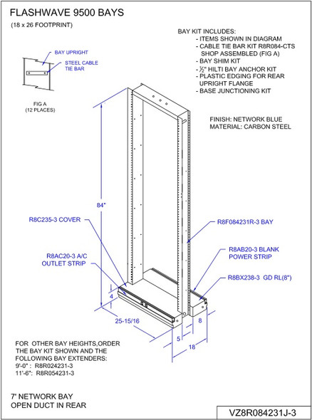 Moreng Telecom VZ8R084231J-3 Bay Kit - 7' X 23" -  5-5-8 Footprint | American Cable Assemblies