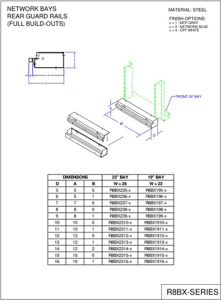 Moreng Telecom R8BX2316-3 Base Extension Kit  -  Ntwrk Bay  -  Rear | American Cable Assemblies