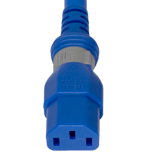 DL1413-H-120-BLU - 10FT Blue Dual Lock IEC320 C14 Secure-Locking to IEC320 C13 Universal Locking 15A 250V | American Cable Assemblies