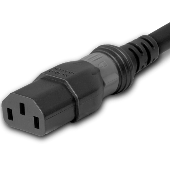 DL2013-H-072 - 6FT Black Dual Lock IEC320 C20 Secure-Locking to IEC320 C13 Universal Locking 15A 250V | American Cable Assemblies