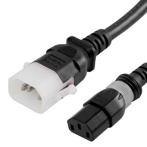DL1413-F-048 - 4FT Black Dual Lock IEC320 C14 Secure-Locking to IEC320 C13 Universal Locking 10A 250V | American Cable Assemblies