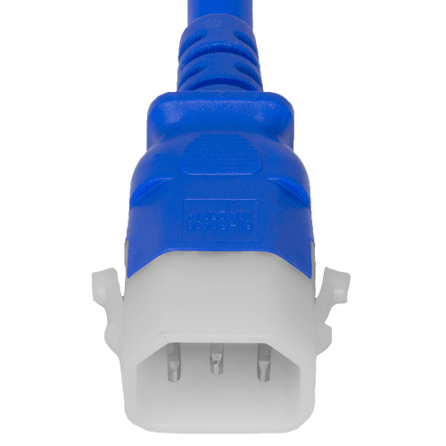 DL1413-F-120-BLU - 10FT Blue Dual Lock IEC320 C14 Secure-Locking to IEC320 C13 Universal Locking 10A 250V | American Cable Assemblies