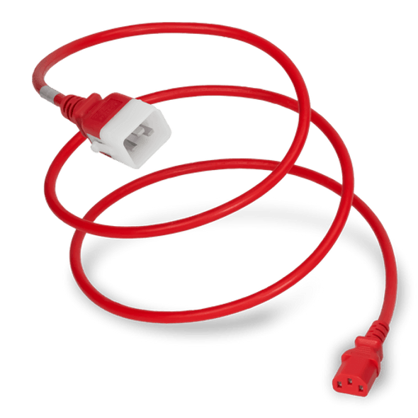 20K13-H-036-RED - 3FT Red Secure-Lock/P-Lock IEC320 C20 Locking to IEC320 C13 15A 250V | American Cable Assemblies