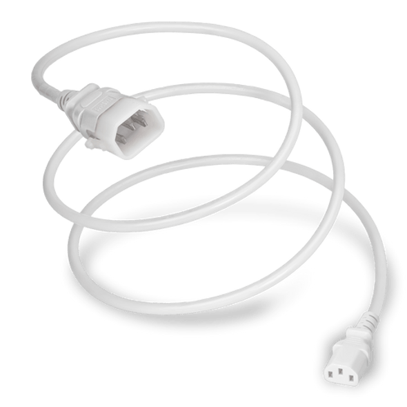 14K13-H-072-WHT - 6FT White Secure-Lock/P-Lock IEC320 C14 Locking to IEC320 C13 15A 250V | American Cable Assemblies