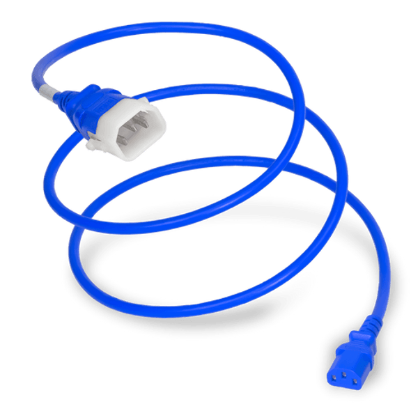 14K13-F-108-BLU - 9FT Blue Secure-Lock/P-Lock IEC320 C14 Locking to IEC320 C13 10A 250V | American Cable Assemblies